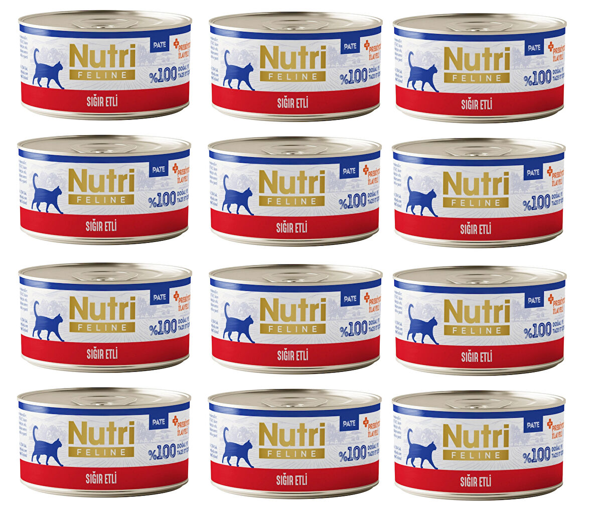 Nutri Feline Sığır Etli Pate Tahılsız Yetişkin Kedi Konservesi 70 Gr. X 12 Adet