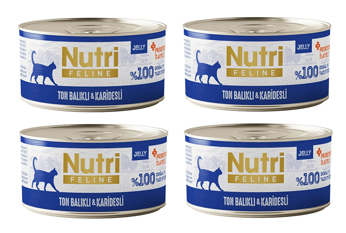 Nutri Feline Ton Balıklı ve Karidesli  Jöleli Tahılsız Yetişkin Kedi Konservesi 70 Gr. X 4 Adet