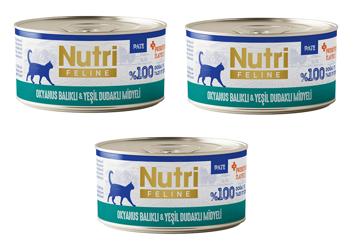 Nutri Feline Okyanus Balıklı ve Midyeli  Pate Tahılsız Yetişkin Kedi Konservesi 70 Gr. X 3 Adet