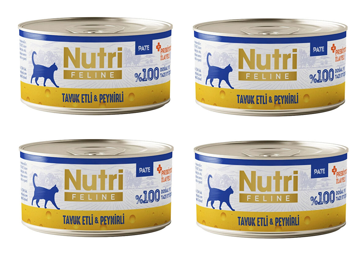 Nutri Feline Tavuk Etli ve Peynirli Pate Tahılsız Yetişkin Kedi Konservesi 70 Gr. X 4 Adet