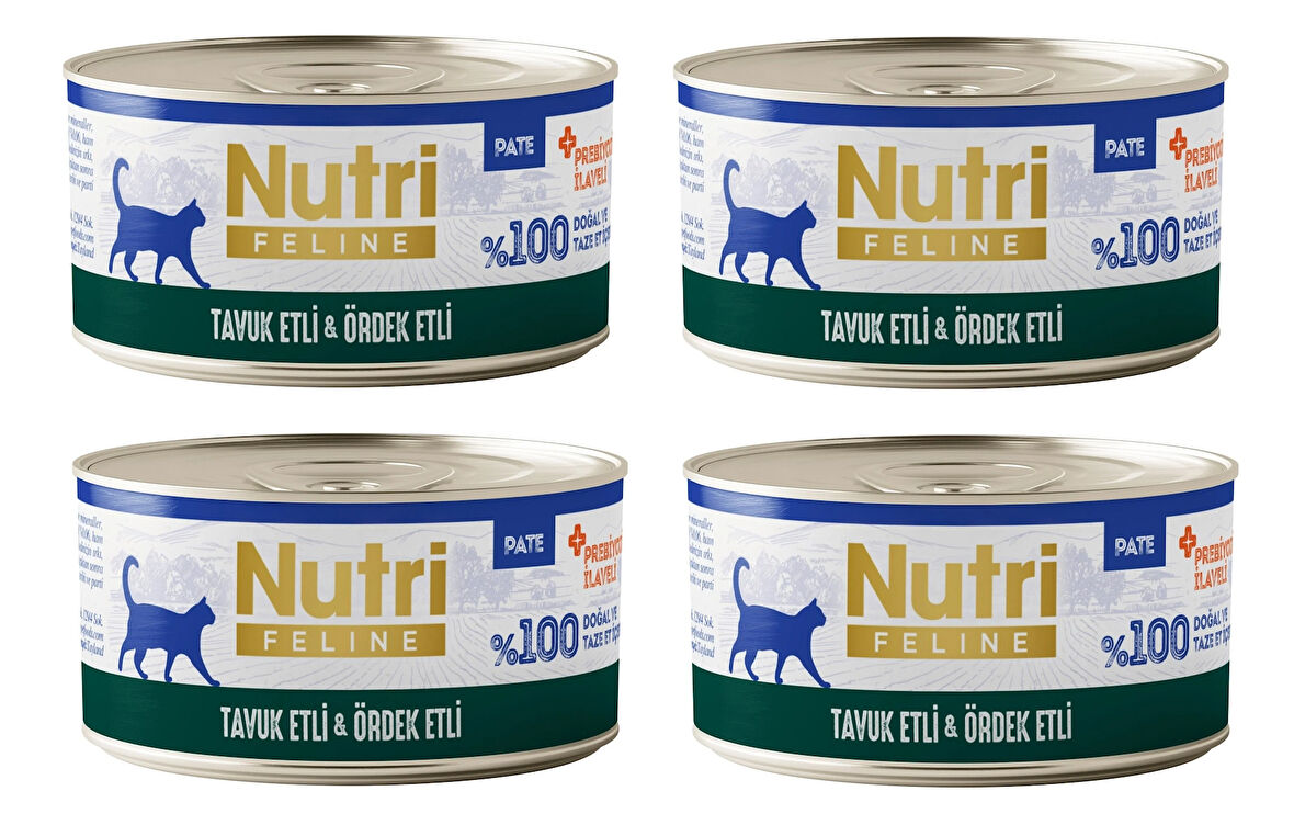 Nutri Feline Tavuk Etli ve Ördekli Pate Tahılsız Yetişkin Kedi Konservesi 70 Gr. X 4 Adet