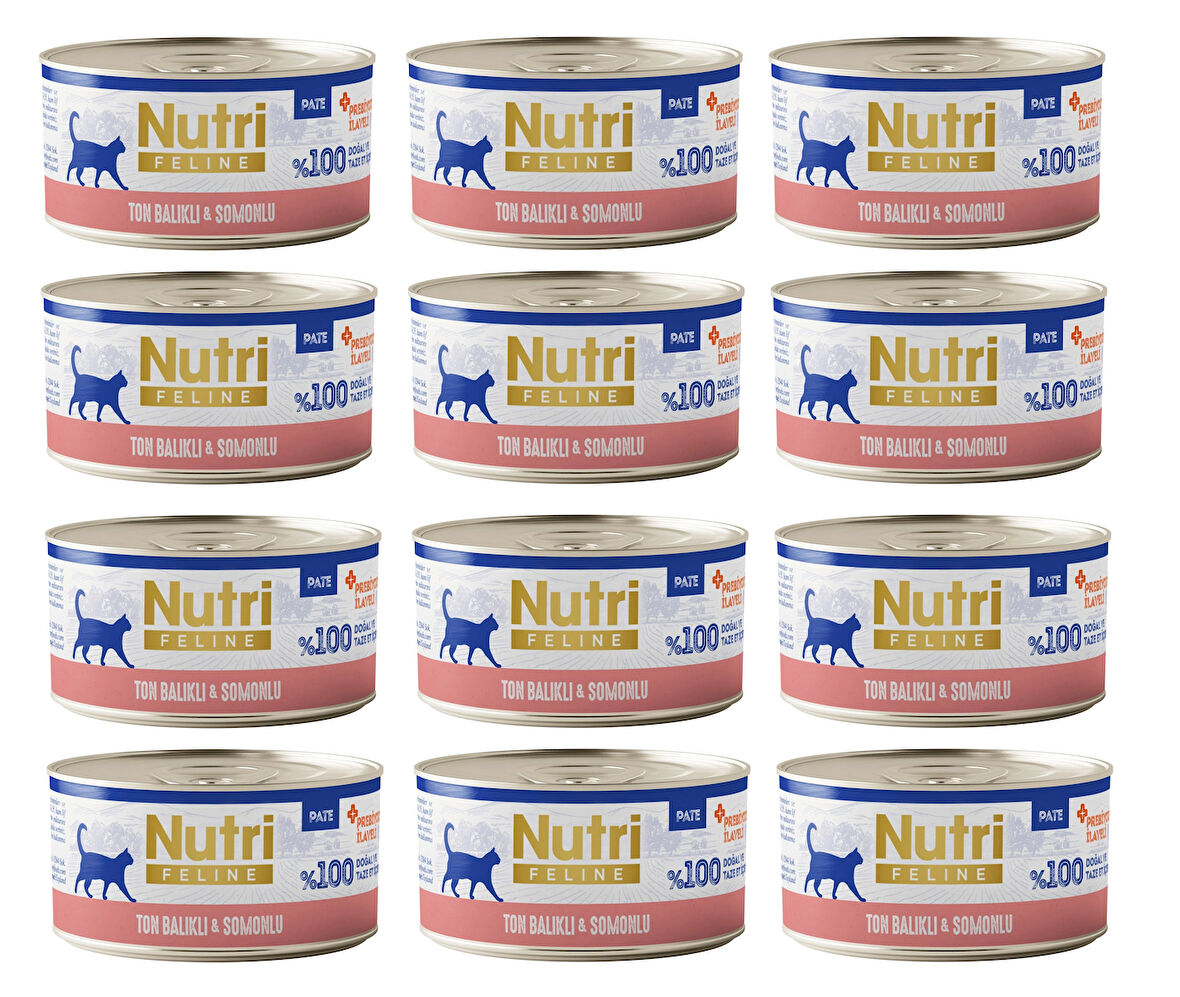 Nutri Feline Ton Balıklı ve Somonlu Pate Tahılsız Yetişkin Kedi Konservesi 70 Gr. X 12 Adet