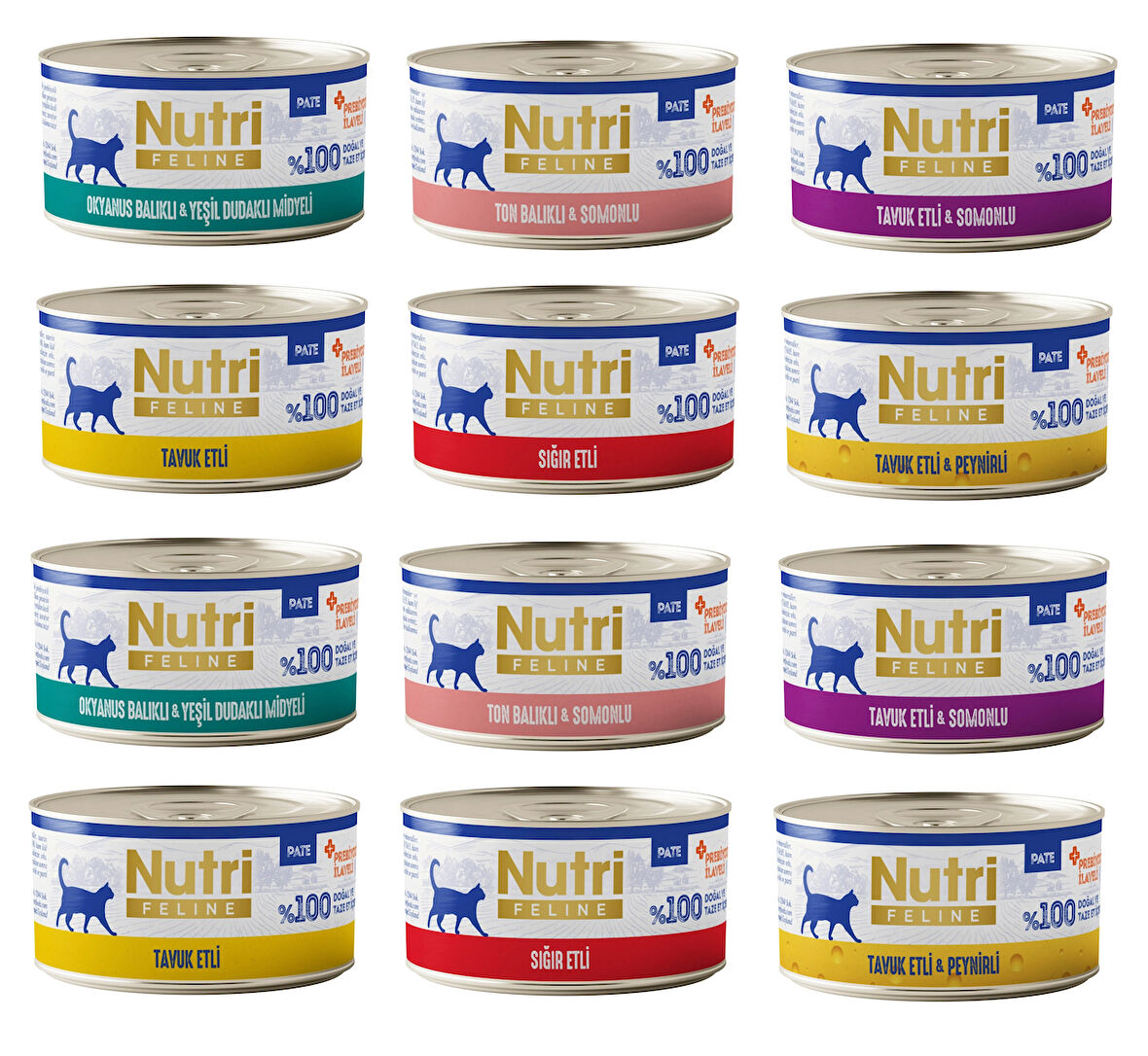Nutri Feline 4 Çeşit Karma Tahılsız Yetişkin Kedi Konservesi 70 Gr. X 12 Adet