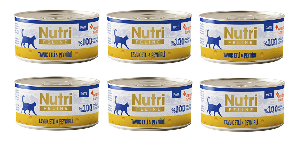 Nutri Feline Tavuk Etli ve Peynirli Pate Tahılsız Yetişkin Kedi Konservesi 70 Gr. X 6 Adet