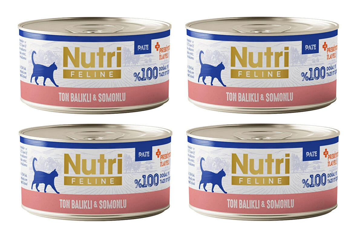 Nutri Feline Ton Balıklı ve Somonlu Pate Tahılsız Yetişkin Kedi Konservesi 70 Gr. X 4 Adet