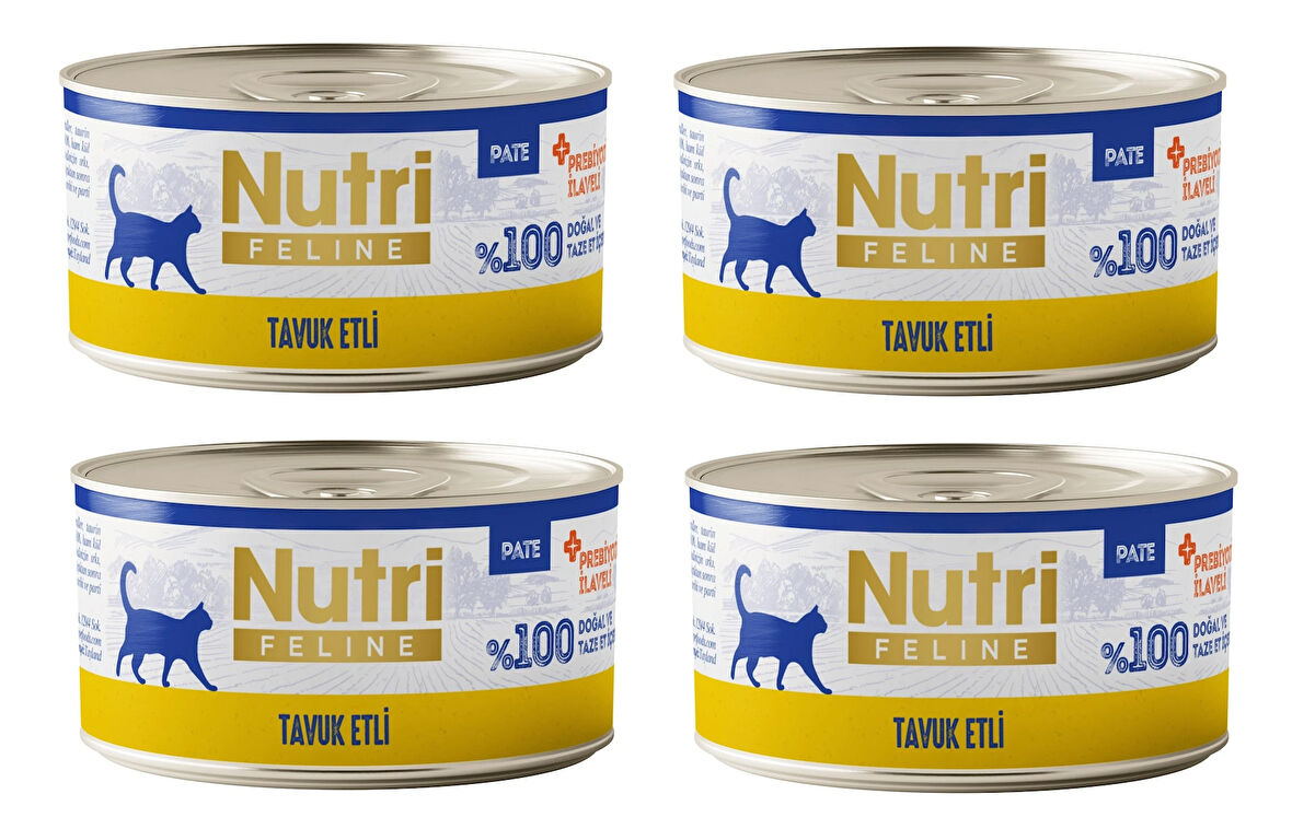 Nutri Feline Tavuk Etli Pate Tahılsız Yetişkin Kedi Konservesi 70 Gr. X 4 Adet
