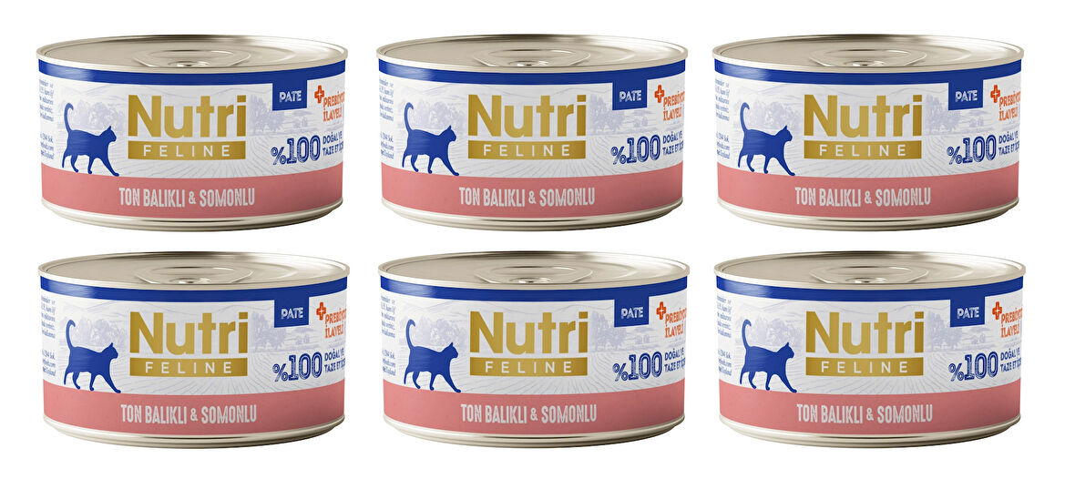 Nutri Feline Ton Balıklı ve Somonlu Pate Tahılsız Yetişkin Kedi Konservesi 70 Gr. X 6 Adet