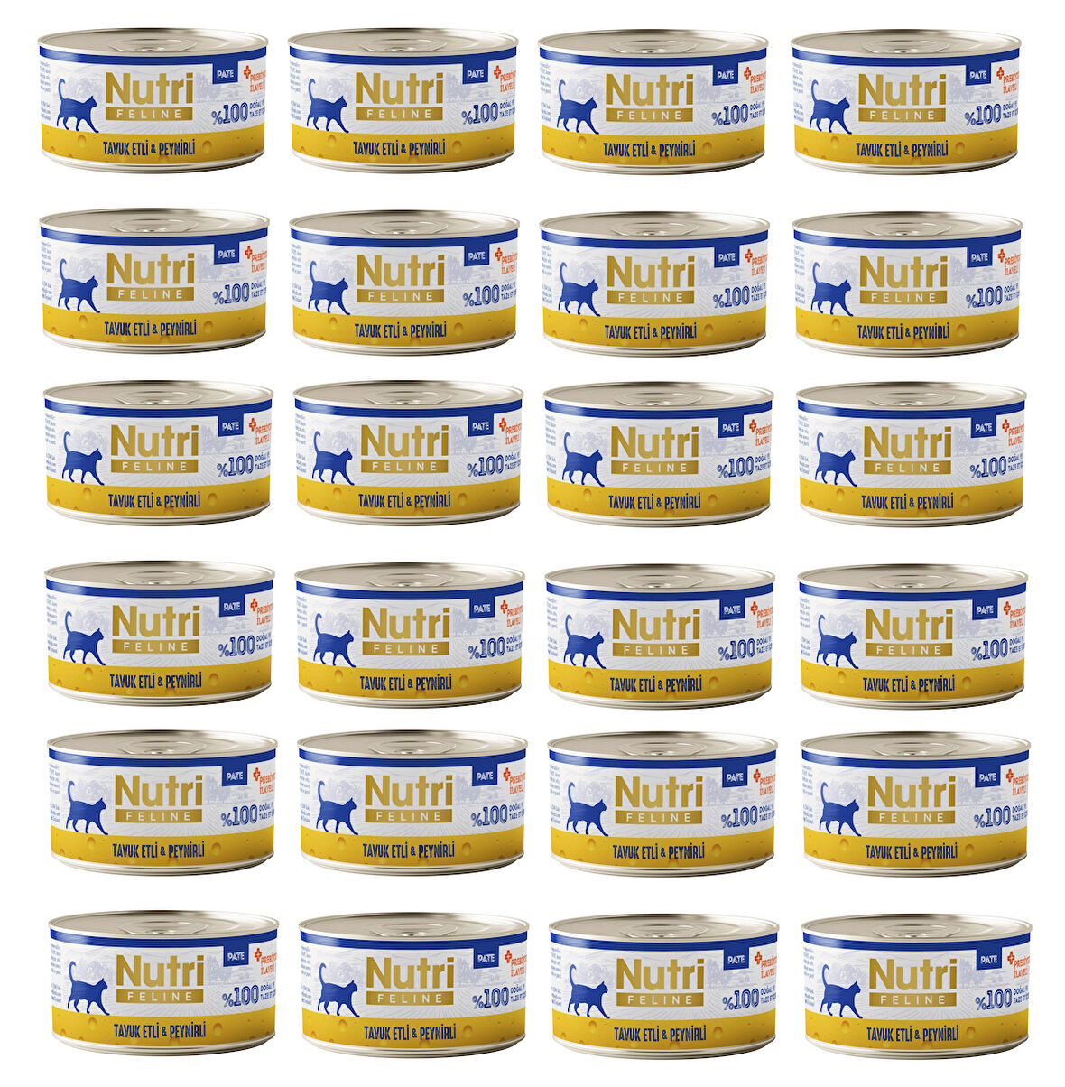 Nutri Feline Tavuk Etli ve Peynirli Pate Tahılsız Yetişkin Kedi Maması 70 Gr. X 24 Adet