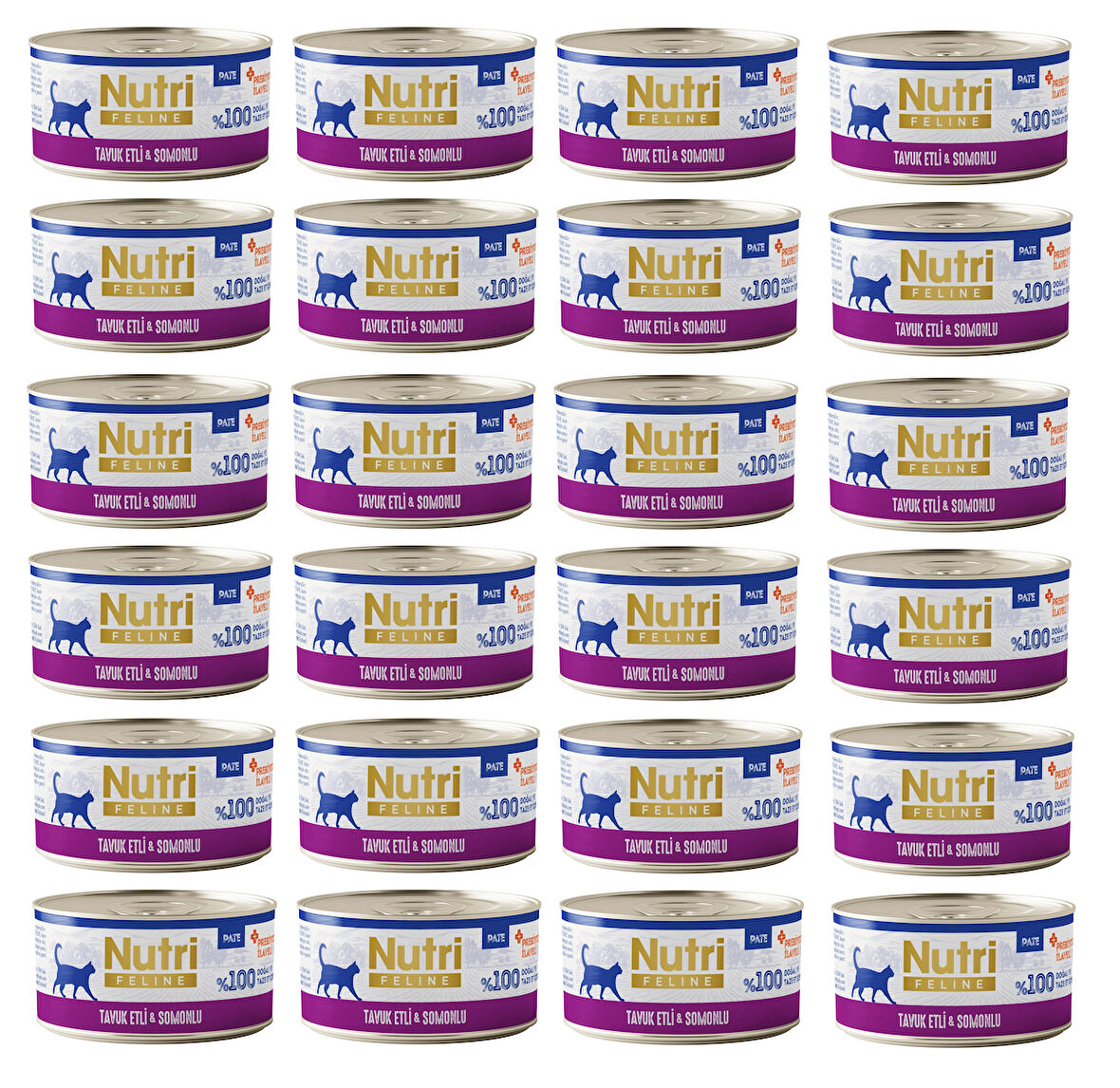 Nutri Feline Tavuk Etli ve Somonlu Pate Tahılsız Yetişkin Kedi Konservesi 70 Gr. X 24 Adet