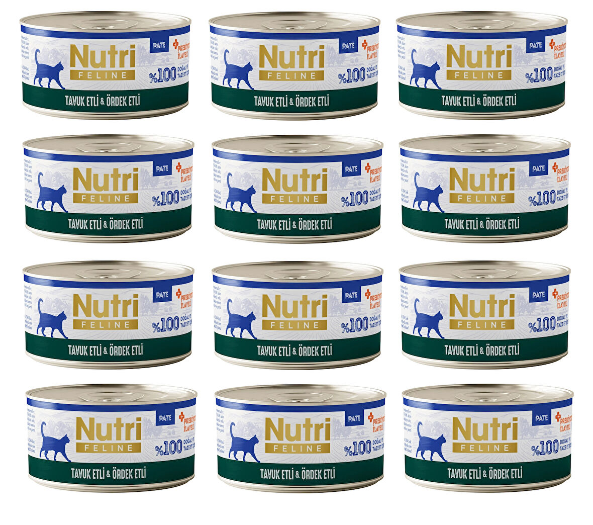 Nutri Feline Tavuk Etli ve Ördekli Pate Tahılsız Yetişkin Kedi Konservesi 70 Gr. X 12 Adet