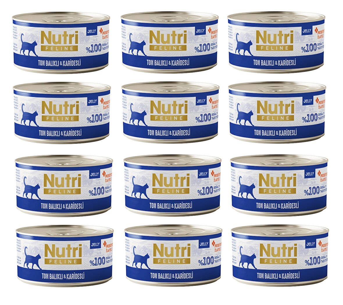 Nutri Feline Ton Balıklı ve Karidesli  Jöleli Tahılsız Yetişkin Kedi Konservesi 70 Gr. X 12 Adet