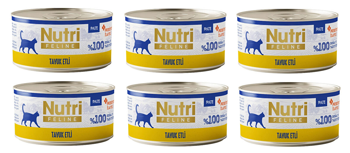 Nutri Feline Tavuk Etli Pate Tahılsız Yetişkin Kedi Konservesi 70 Gr. X 6 Adet