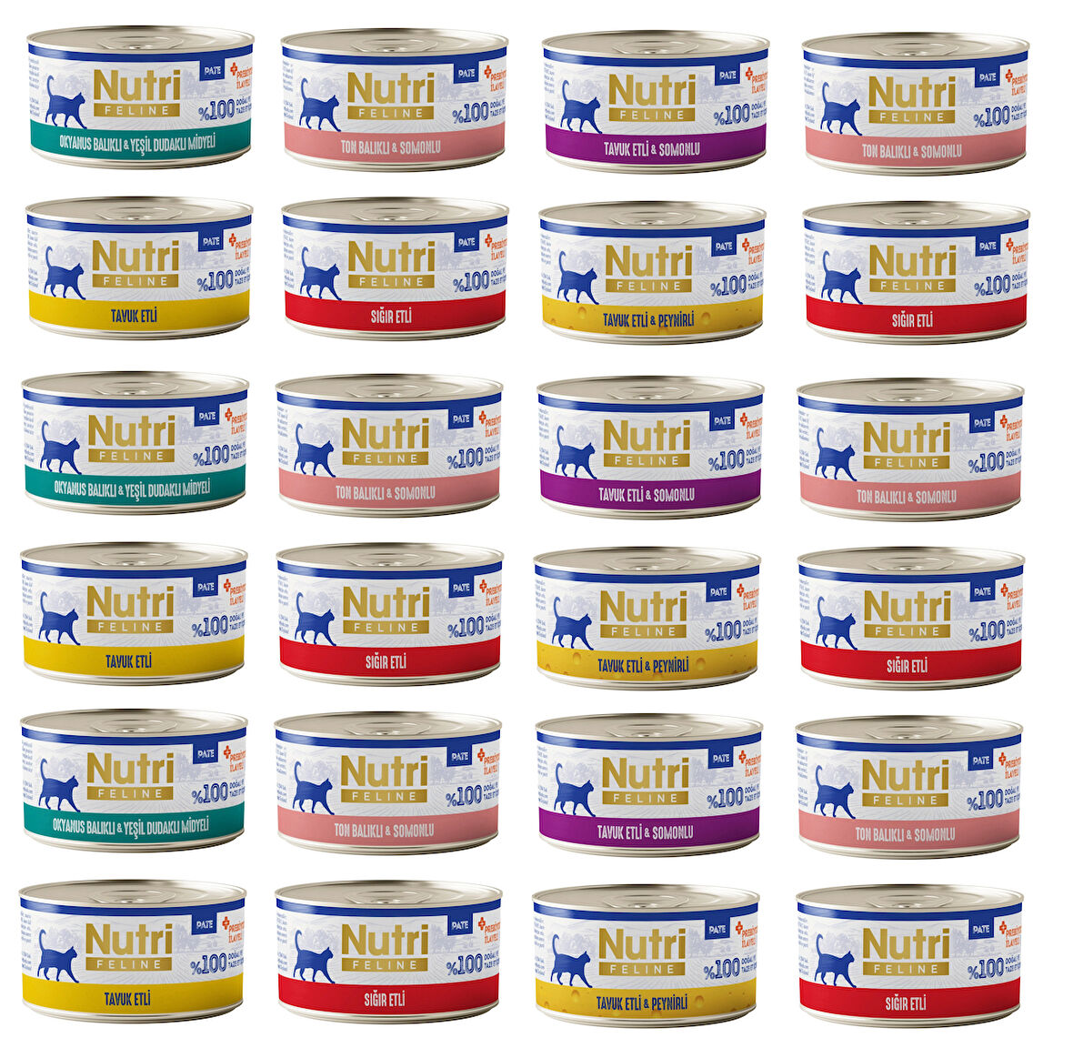 Nutri Feline 4 Çeşit Karma Tahılsız Yetişkin Kedi Konservesi 70 Gr. X 24 Adet