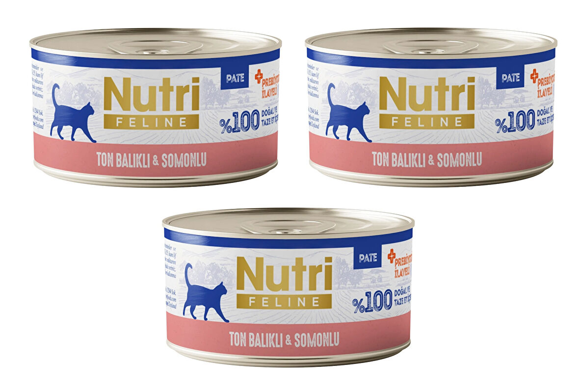 Nutri Feline Ton Balıklı ve Somonlu Pate Tahılsız Yetişkin Kedi Konservesi 70 Gr. X 3 Adet
