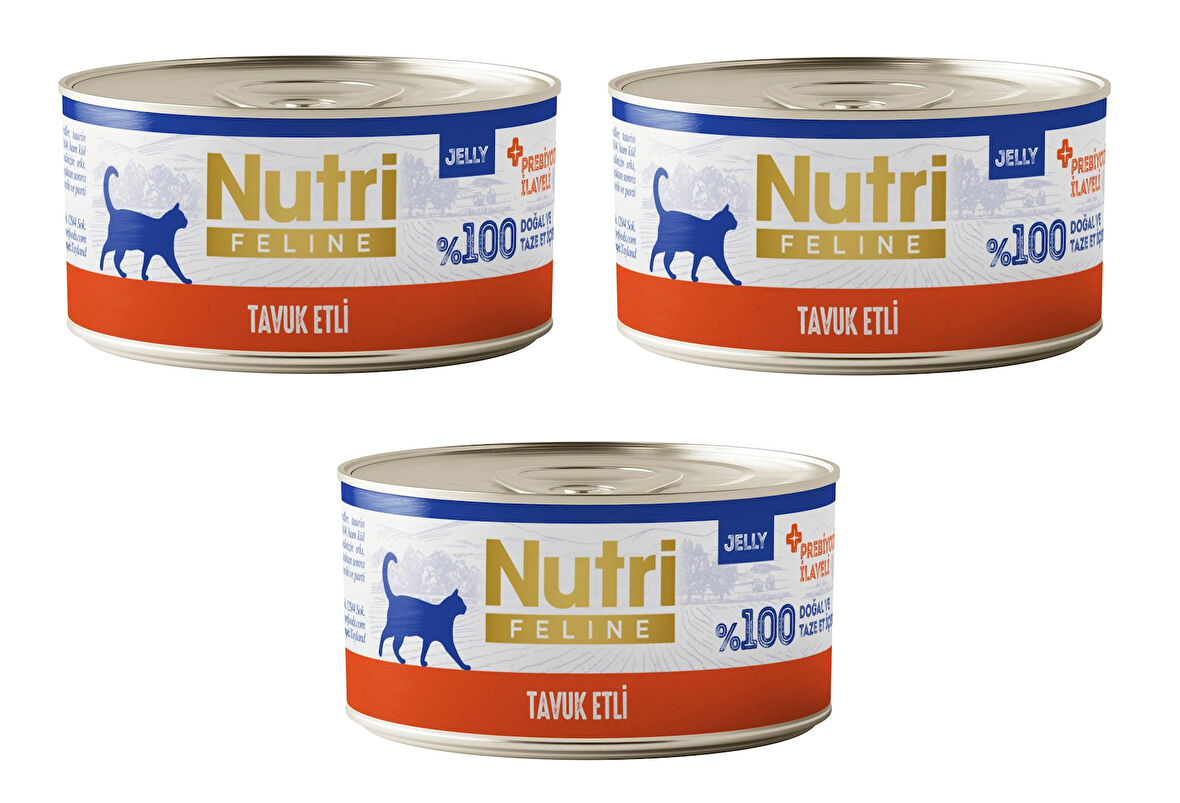 Nutri Feline Tavuk Etli Jöleli Tahılsız Yetişkin Kedi Konservesi 70 Gr. X 3 Adet