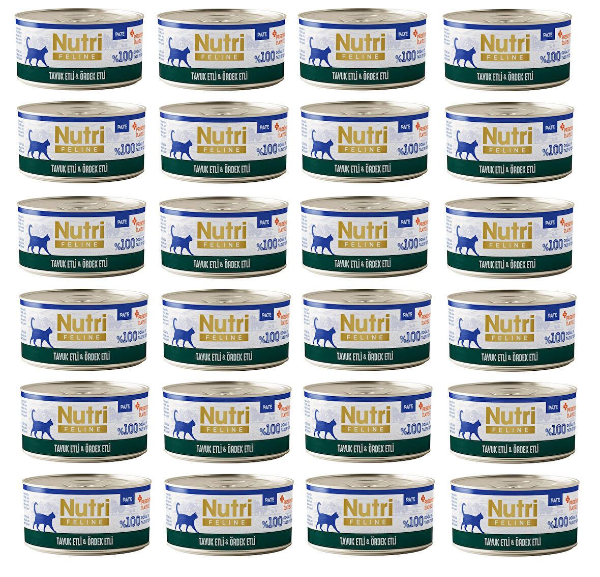 Nutri Feline Tavuk Etli ve Ördekli Pate Tahılsız Yetişkin Kedi Konservesi 70 Gr. X 24 Adet
