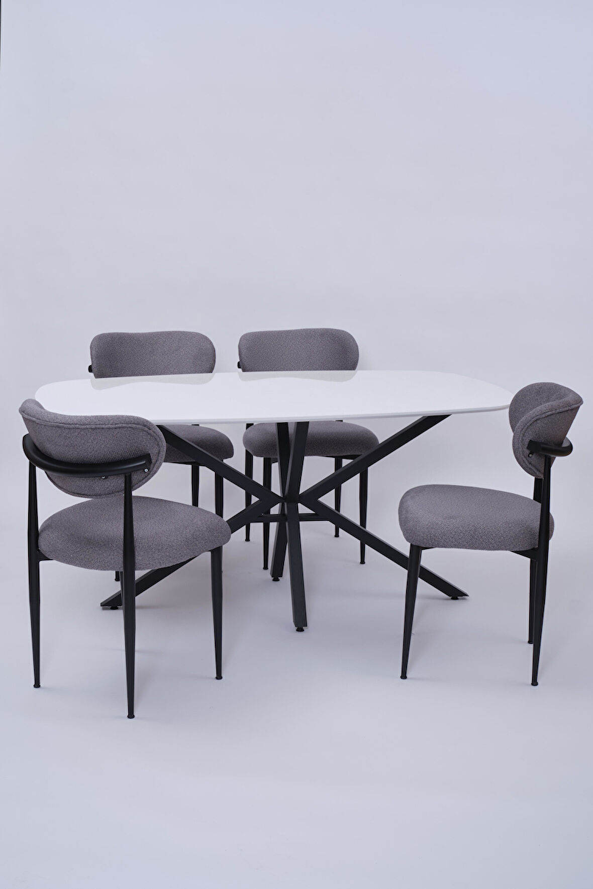 Çapraz Polo Demir High Gloss Yemek Masa Sandalye Takımı 90x160