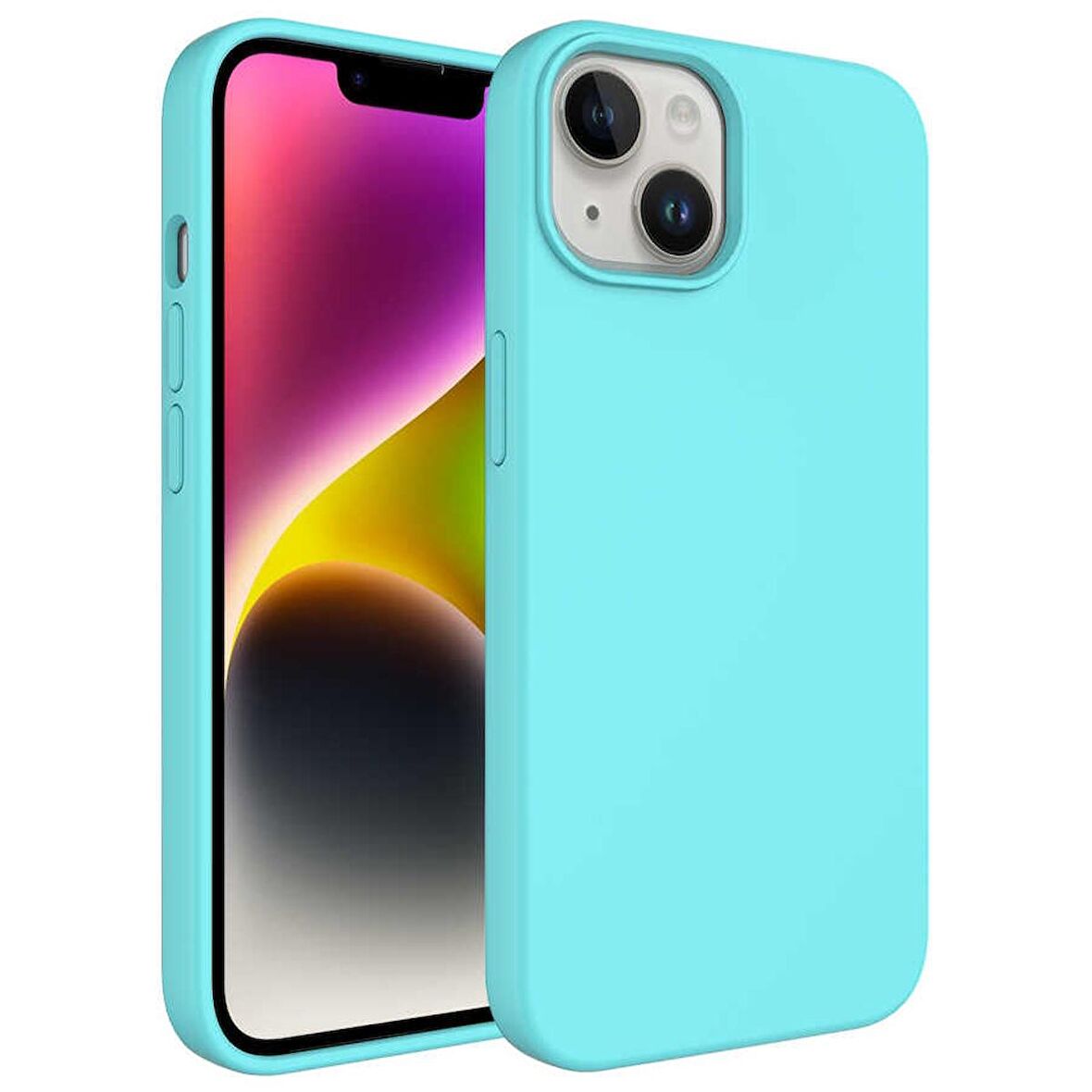 Smcase iPhone 14 Plus Kılıf Liquid Silinebilir Leke Tutmaz Kivi Lansman Silikon