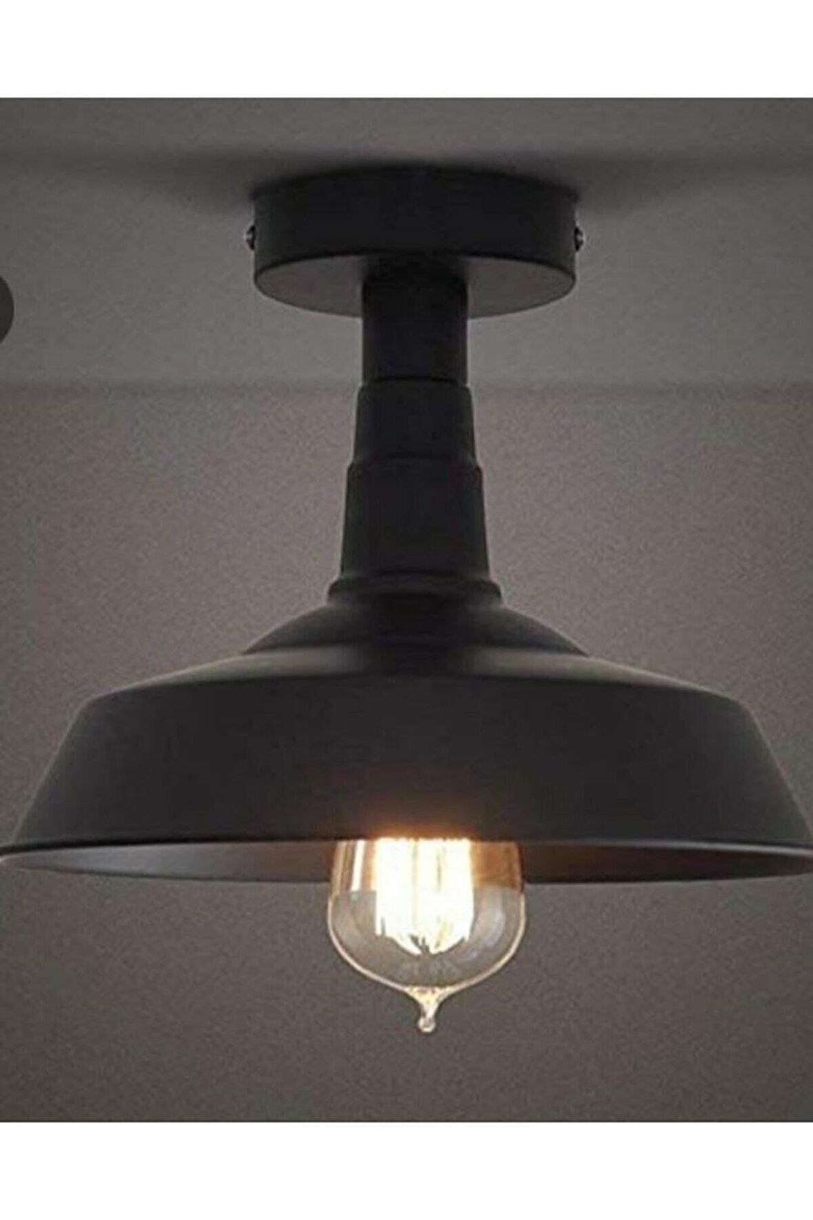 Rsylight Retro Metal Dekoratif Rustik Siyah Tavan Plofyoner  Avize