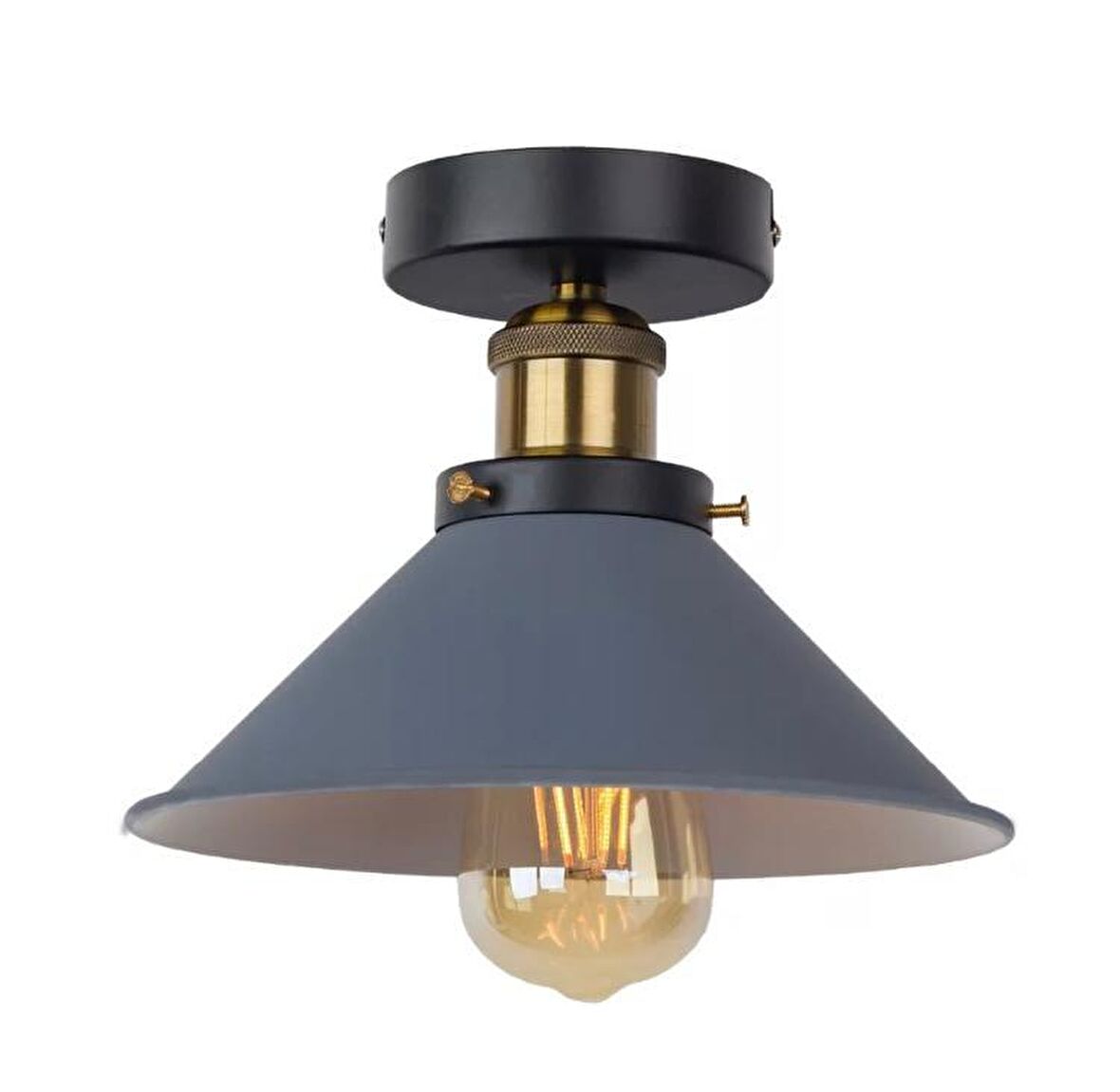 Rsylight Retro Metal Dekoratif Rustik Gri Tavan Plofyoner Avize Çap 30 cm