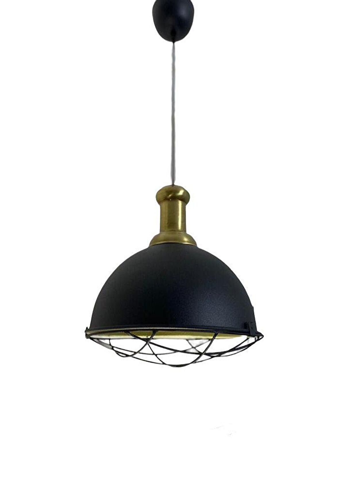 Rsylight Retro Metal Dekoratif Siyah Kafesli Tekli Sarkıt Avize Çap 33cm