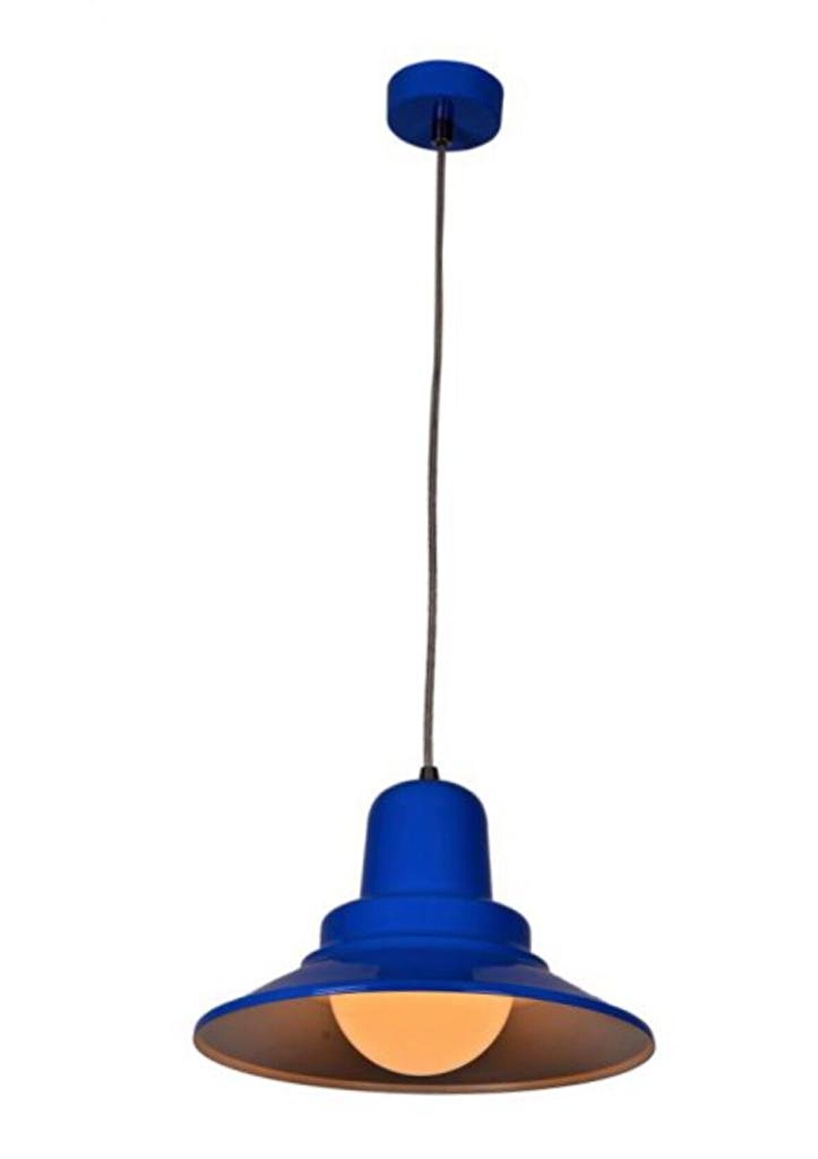  Rsylight Retro Rustik Dekoratif Mavi Içi Beyaz Metal Sarkıt Avize Çap:30cm