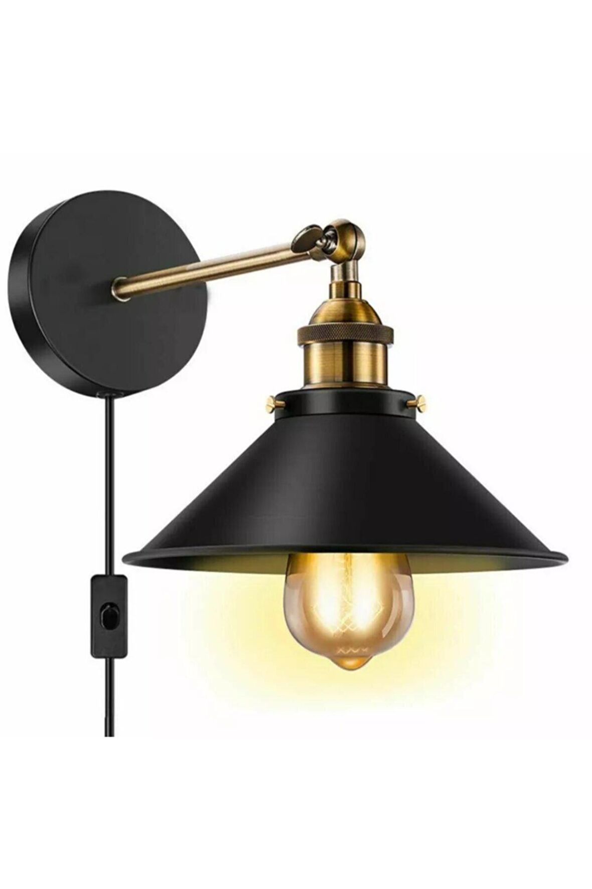 Rsylight Retro Rustik Metal Dekoratif Oturma Odası - Yatak Odası Duvar Gold - Siyah Aplik 41 cm 