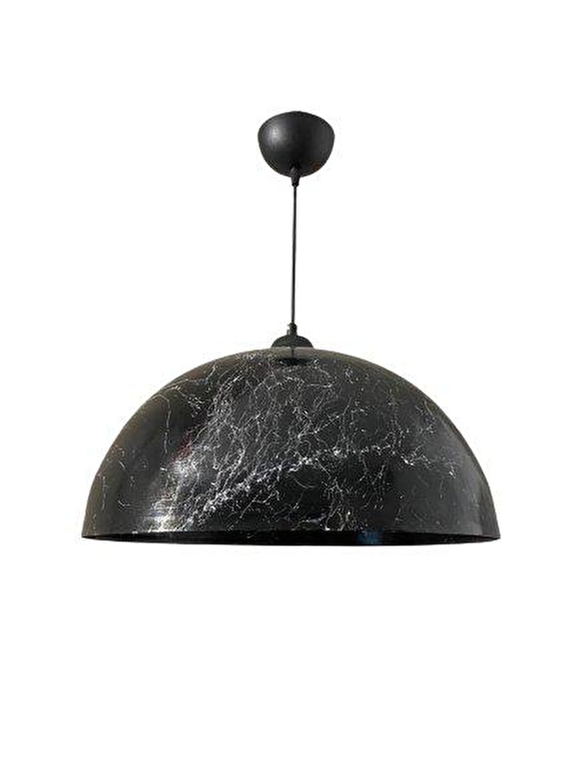 Dylight Retro Siyah Mermer Desenli Dekoratif Tekli Rustik Metal Sarkıt Avize 40 Cm