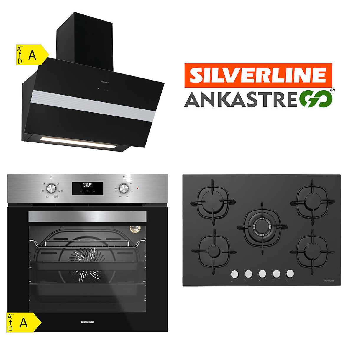 Silverline BO6502X02 - CS5365B01 - 3472 Bold 60 Siyah Ankastre Set