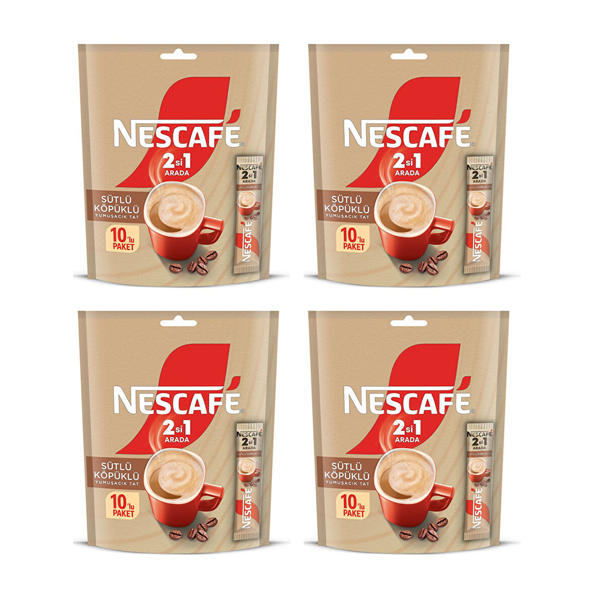 Nescafe 2 si 1 Arada Sütlü Köpüklü 10'lu Ekonomik Paket X 4 Adet