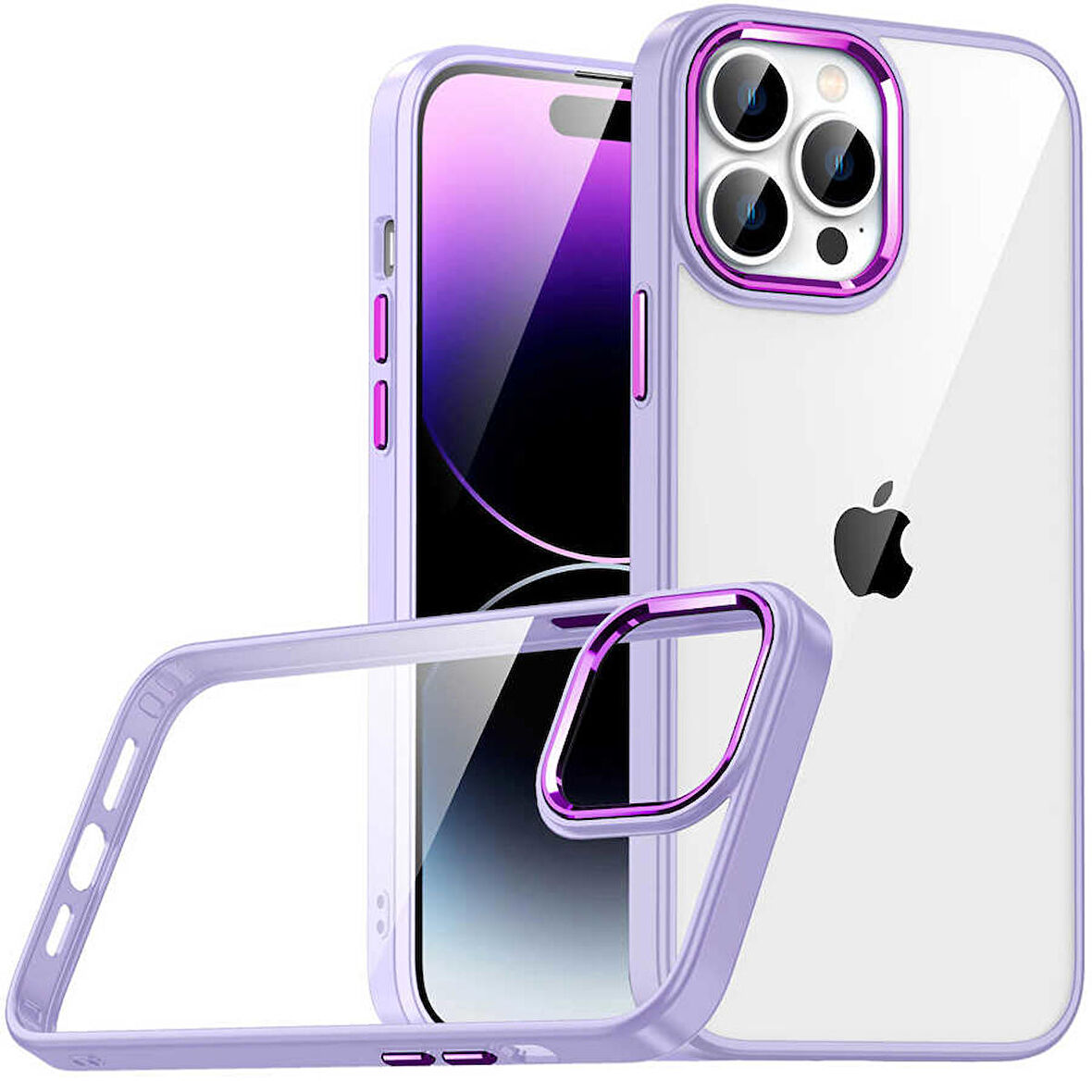 Smcase iPhone 14 Pro Kılıf Renkli Bumper Hybrid Flora Silikon  Nano Ekran Koruyucu