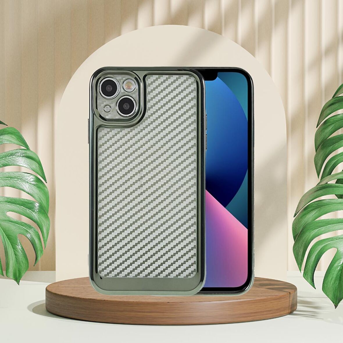 İPHONE 12 KARBON FİBER KAPLAMALI TLP YUMUŞAK RENKLİ SİLİKON KILIF