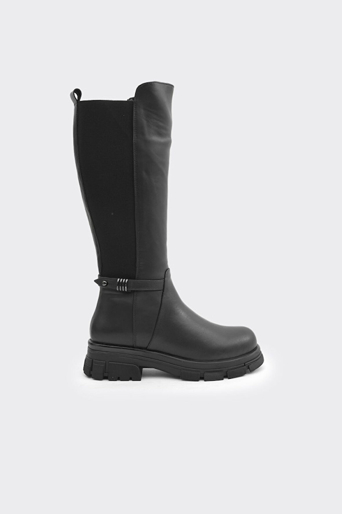 Hakiki Deri Fermuarlı Arka Kısım Streç Kadın Çizme