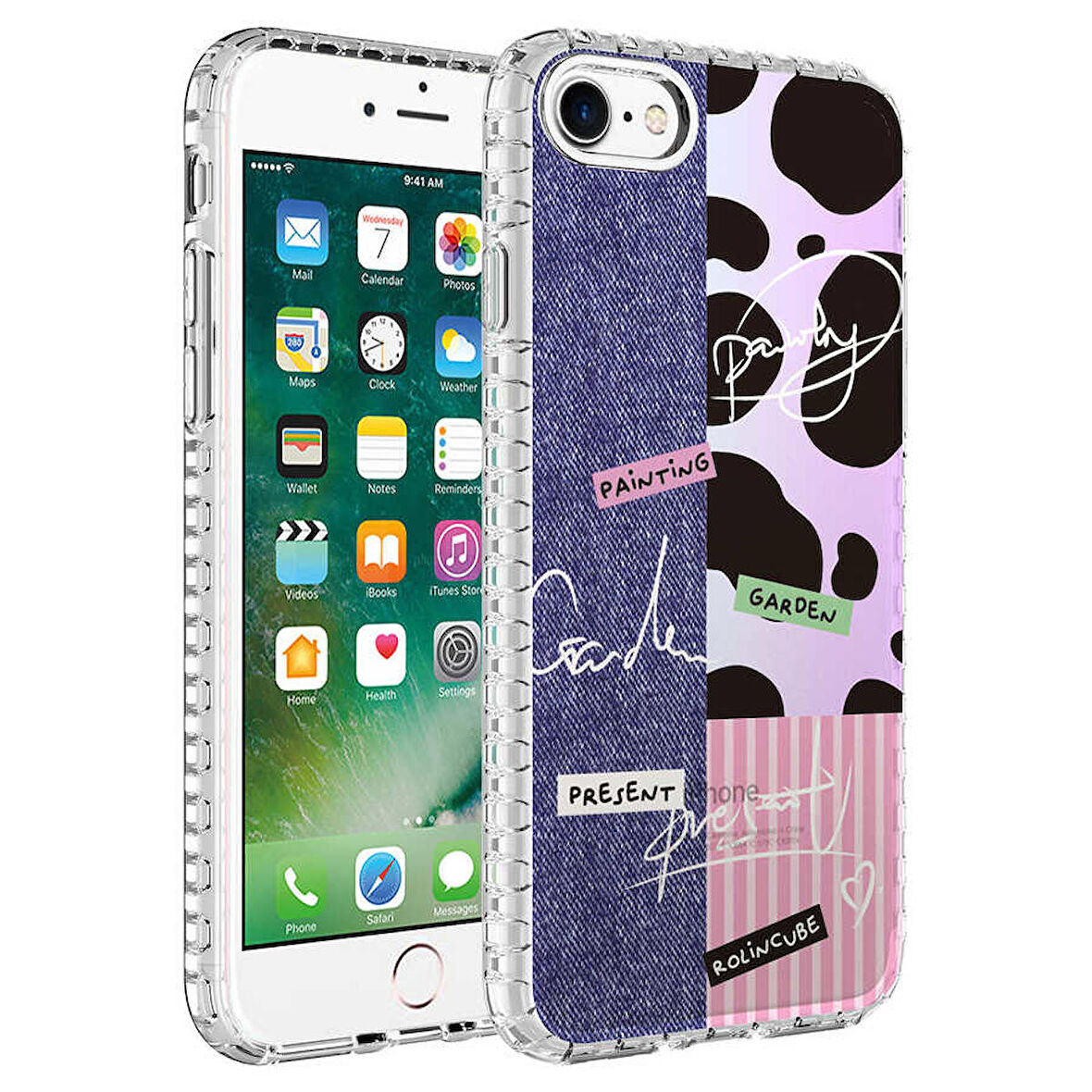 Smcase iPhone SE 2022 Kılıf Desenli Elegans Serisi No Silikon