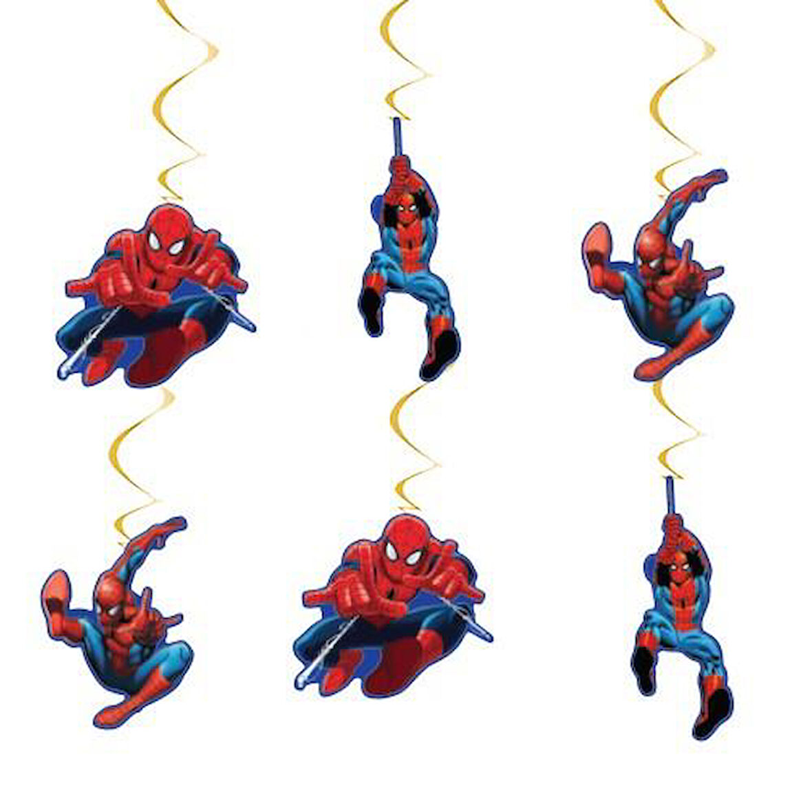 Tavan sarkıt süsü 6 lı SPİDERMAN parti malzemesi helezon süs