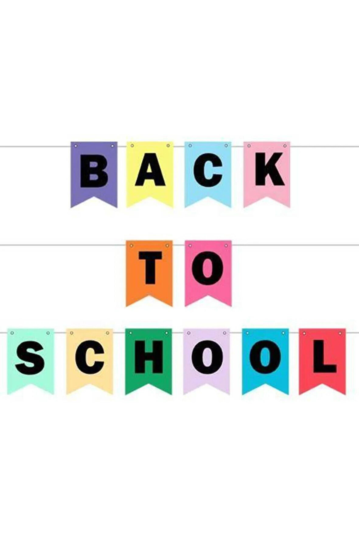 Back To School Yazısı 180 cm Kırlangıç Bayrak şeklinde okula dönüş yazısı