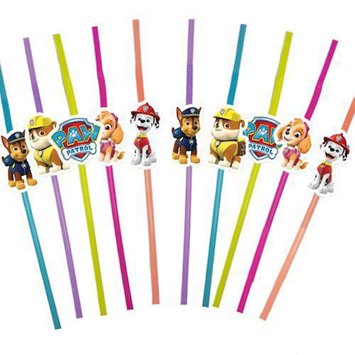 Pipet Paw Patrol lisanslı10 lu artistik pipet  doğum günü eğlenceli pipet