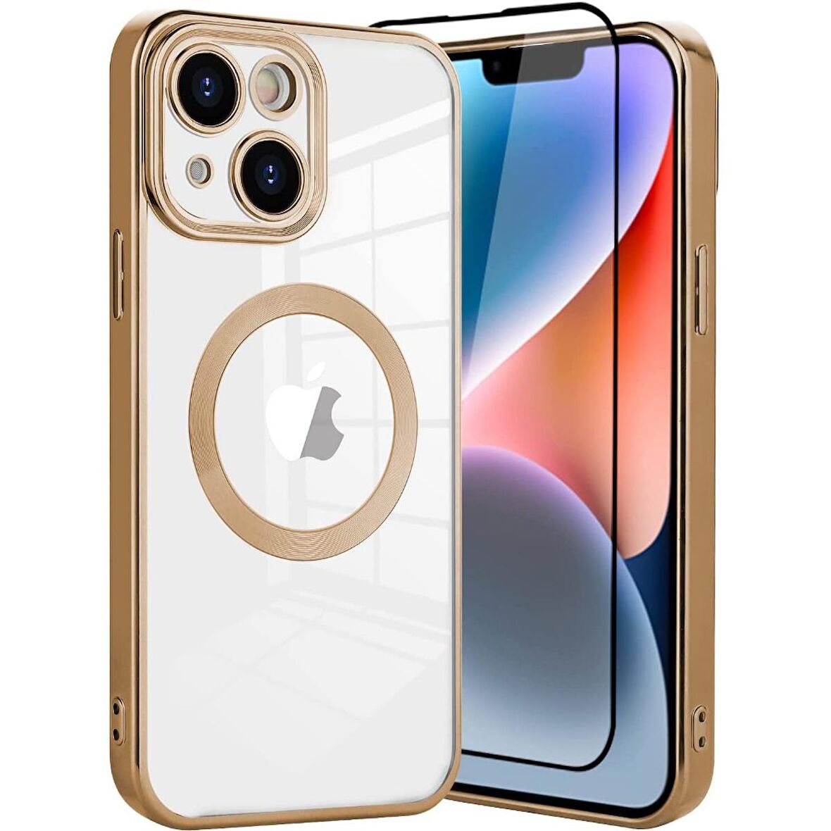 Smcase iPhone 14 Plus Kılıf Kamera Korumalı Omega Lazer Silikon  Tam Kapatan Ekran Koruyucu