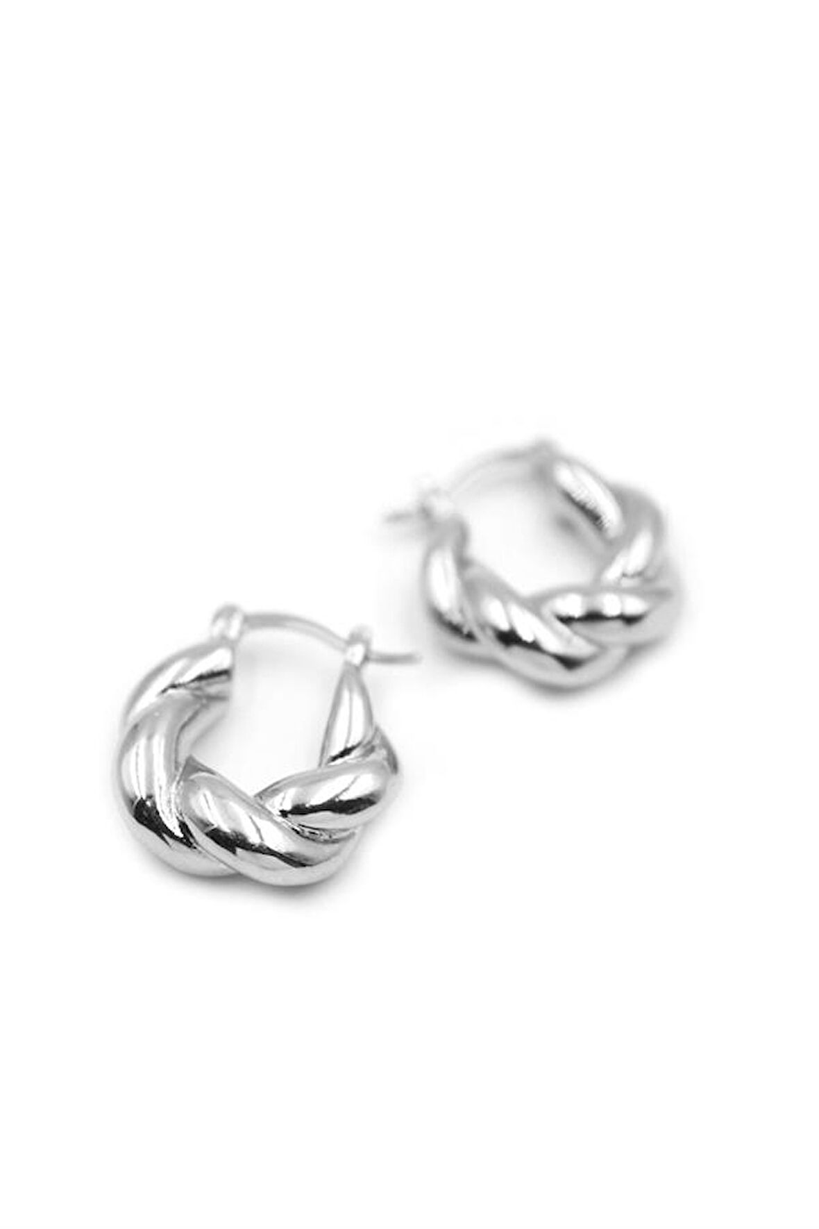 Örgü Halka Küpe - Gümüş