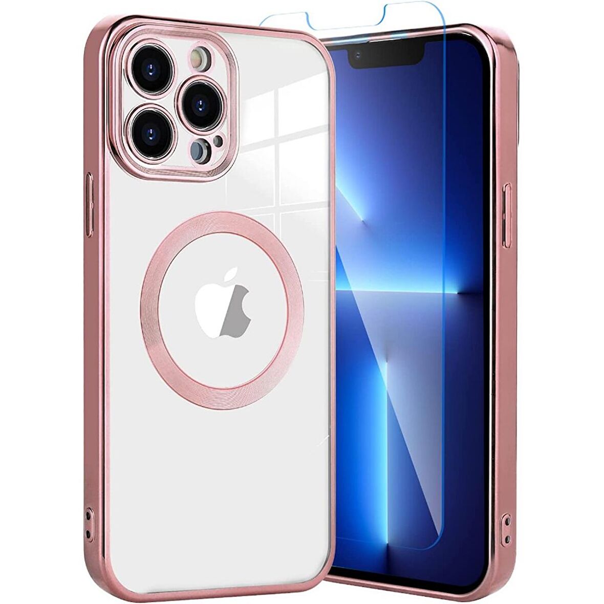 Smcase iPhone 13 Pro Kılıf Kamera Korumalı Omega Lazer Silikon  Nano Ekran Koruyucu