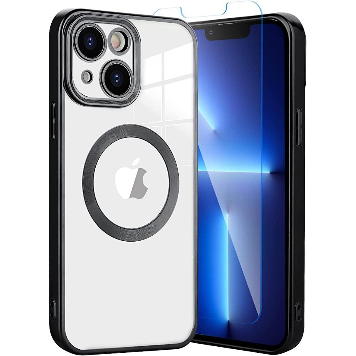 Smcase iPhone 13 Kılıf Kamera Korumalı Omega Lazer Silikon  Nano Ekran Koruyucu