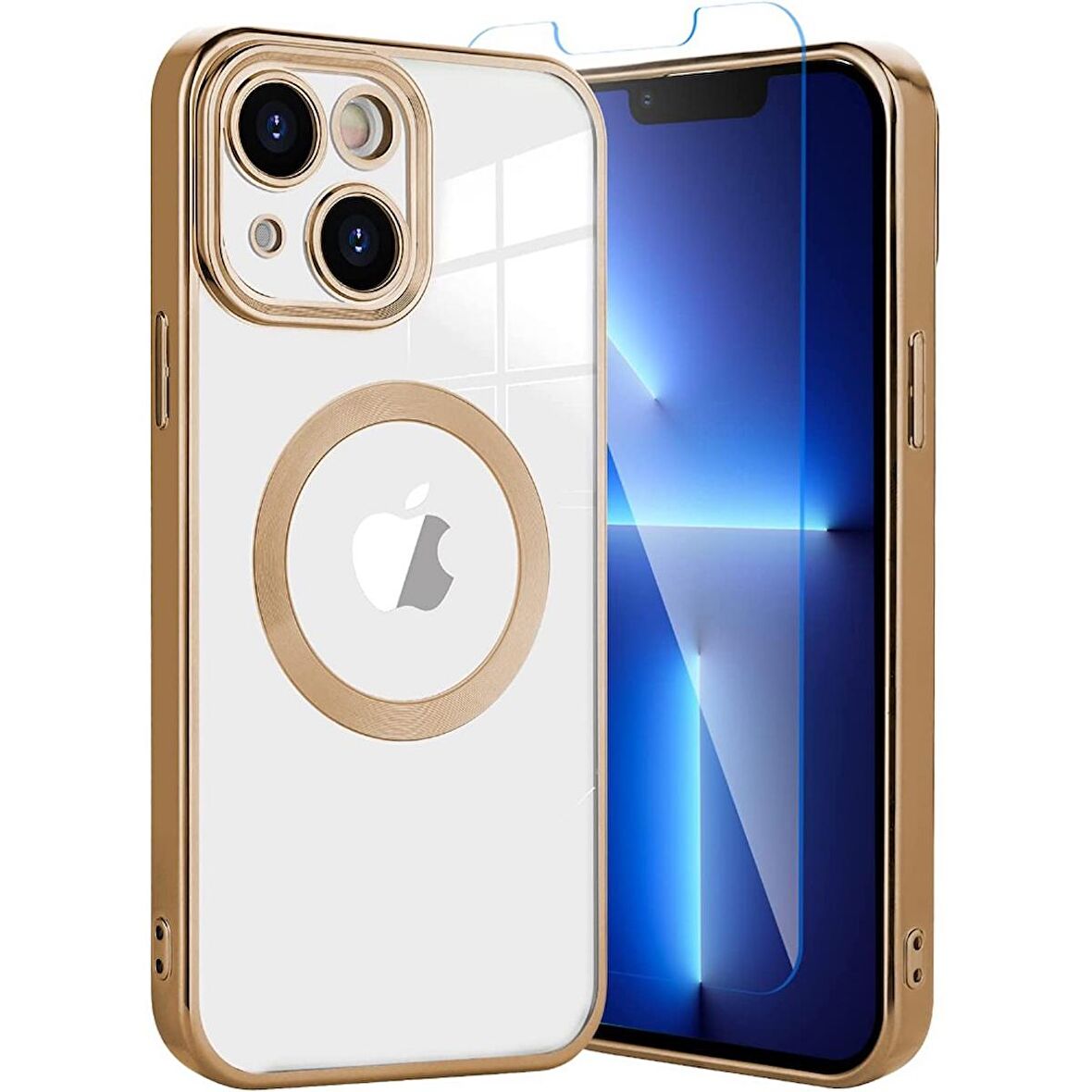 Smcase iPhone 13 Kılıf Kamera Korumalı Omega Lazer Silikon  Nano Ekran Koruyucu