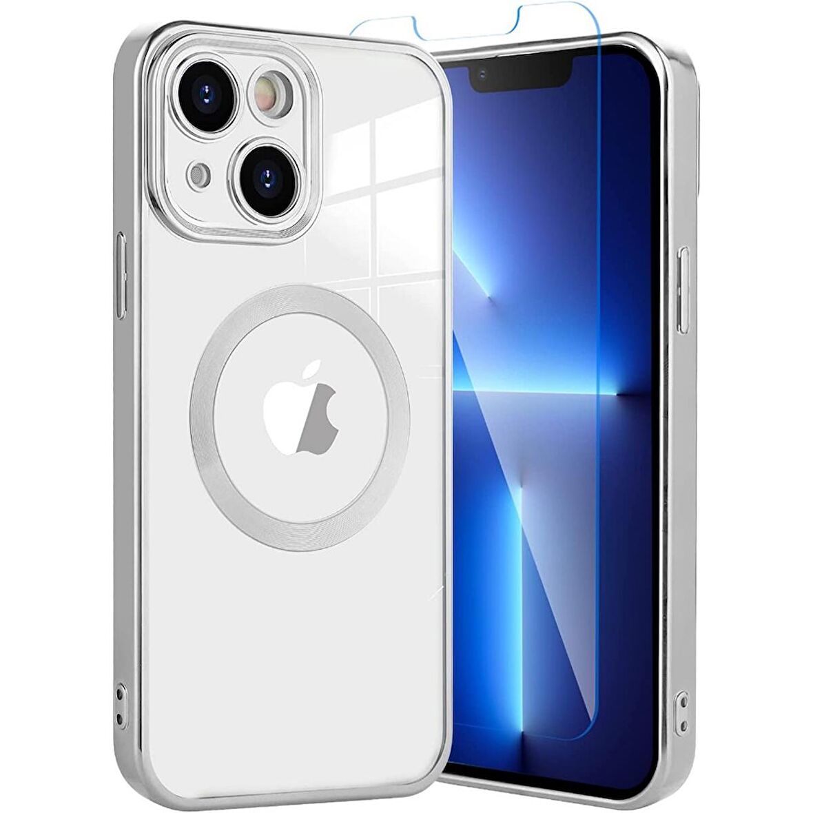Smcase iPhone 13 Kılıf Kamera Korumalı Omega Lazer Silikon  Nano Ekran Koruyucu