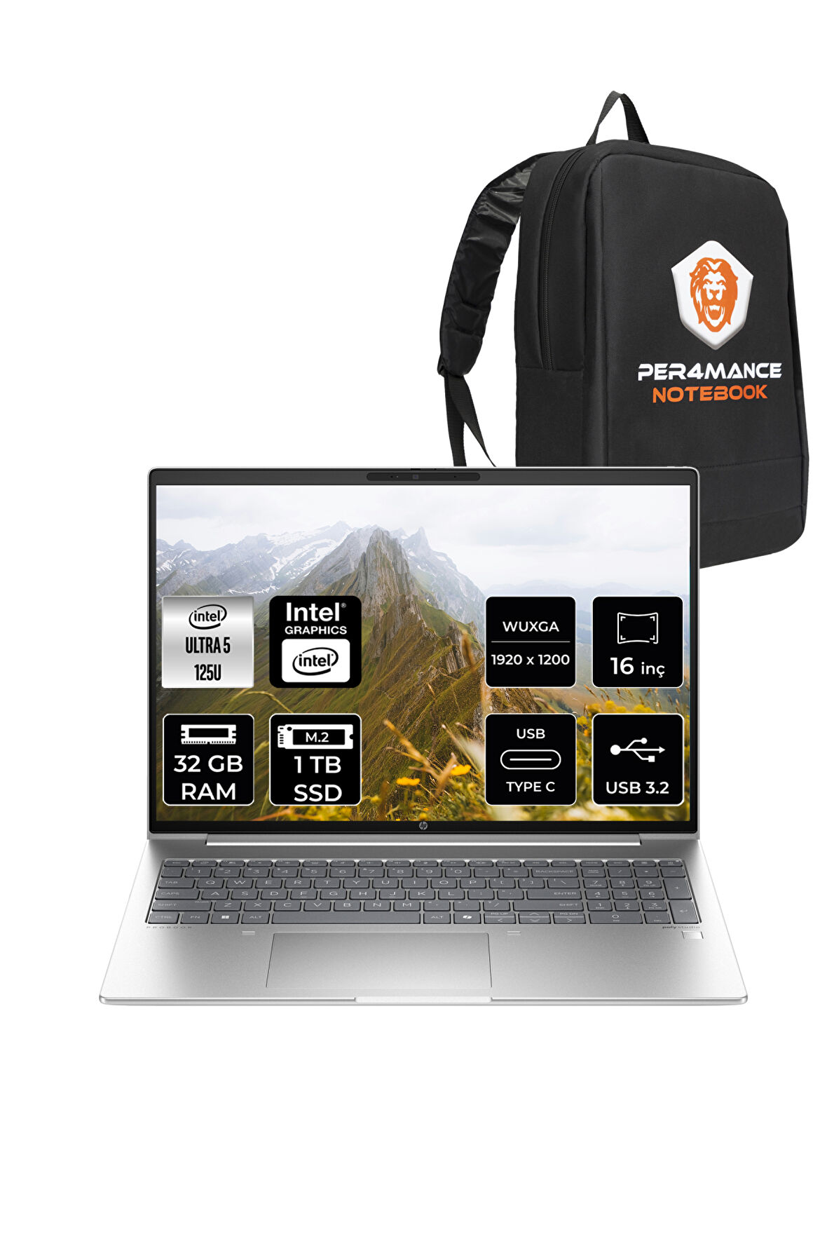 HP ProBook 460 G11 İntel Core Ultra 5 125U 32GB 1TB SSD 16'' WUXGA FDOS 9Y7S7ET & PER4 ÇANTA