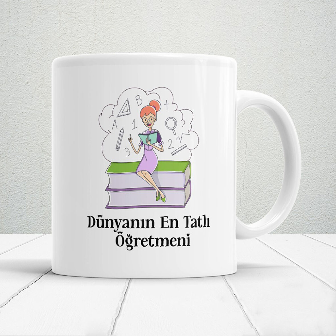 Dünyanın En Tatlı Öğretmeni - Öğretmenler Günü Temalı Baskılı Kupa Bardak  Mod1