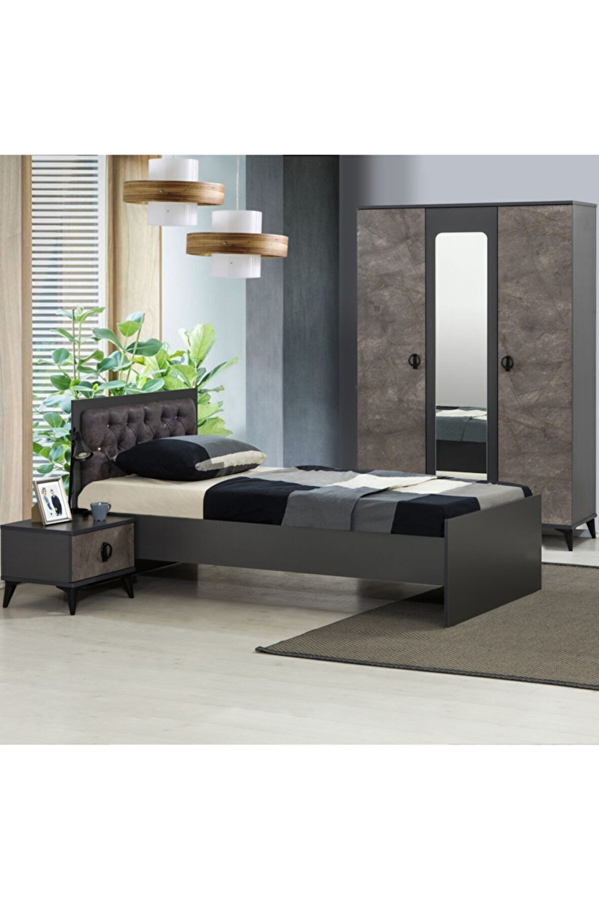 Zen Genç Odası - 3 Kapılı Dolap, Karyola, Komodin
