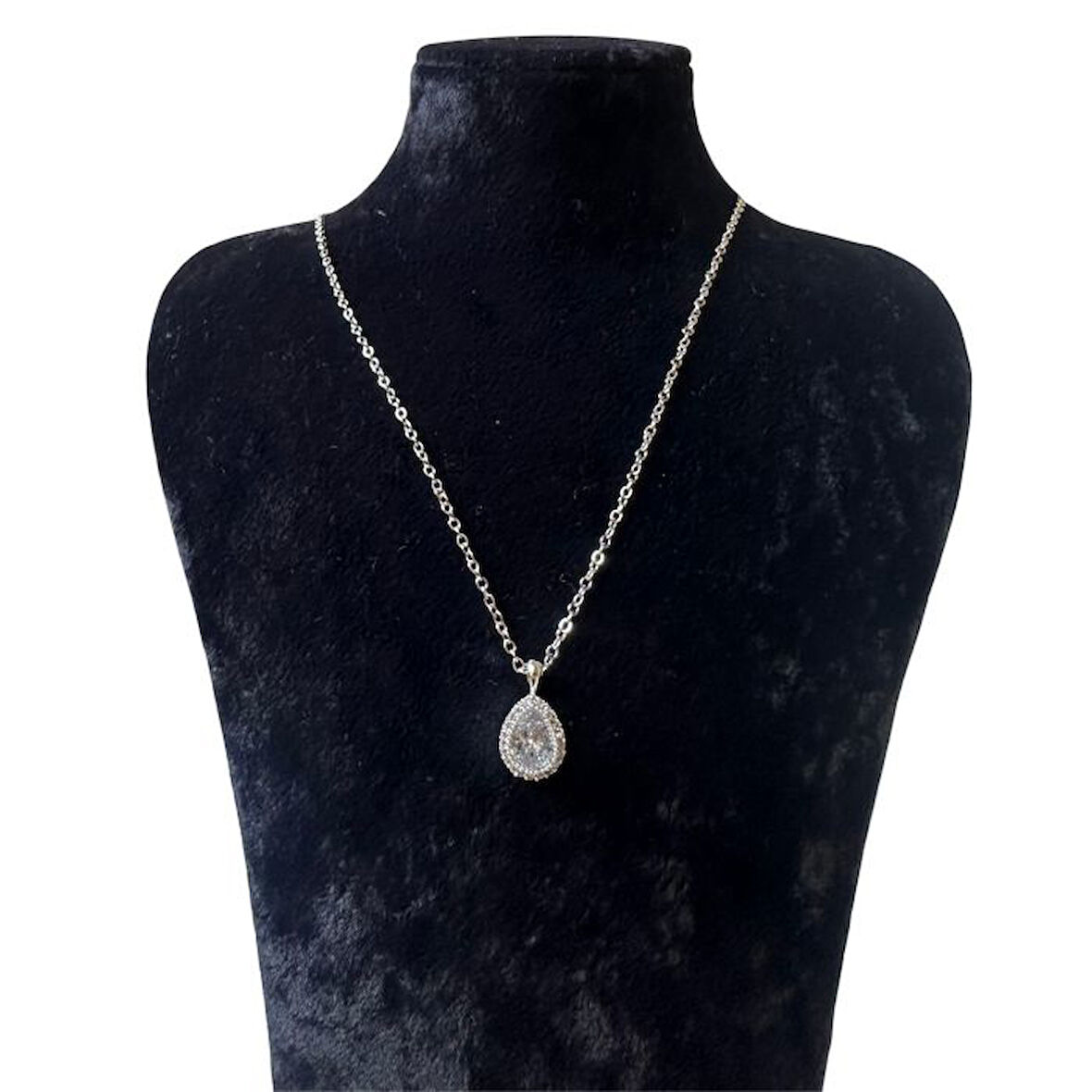 Uretti - Melik 9215 1087 Damla Model Zirkon Taş Detaylı Kolye