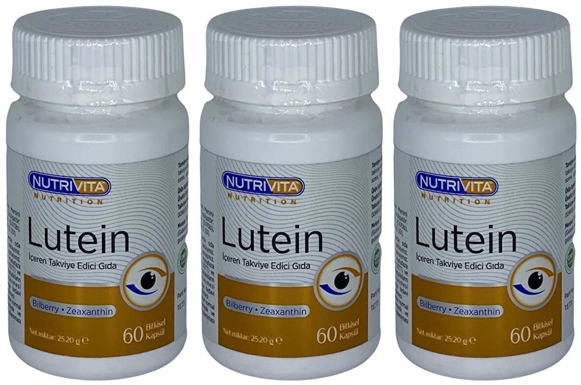 Lutein 3x60 Bitkisel Kapsül Bilberry Zeaxathin Yaban Mersini Zeaksantin