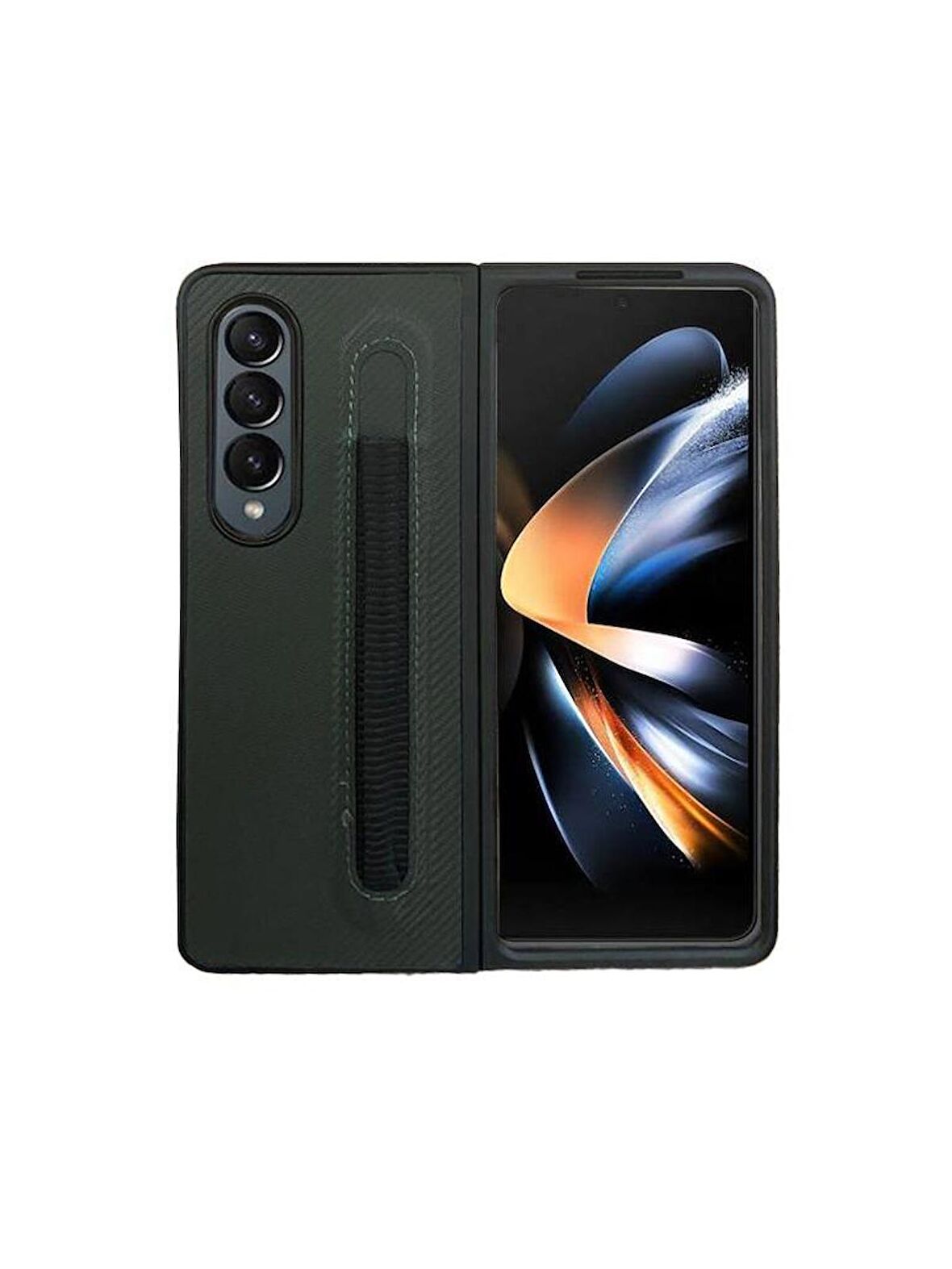 Samsung Z Fold 4 Ön-Arka Standlı Kalemli Kılıf