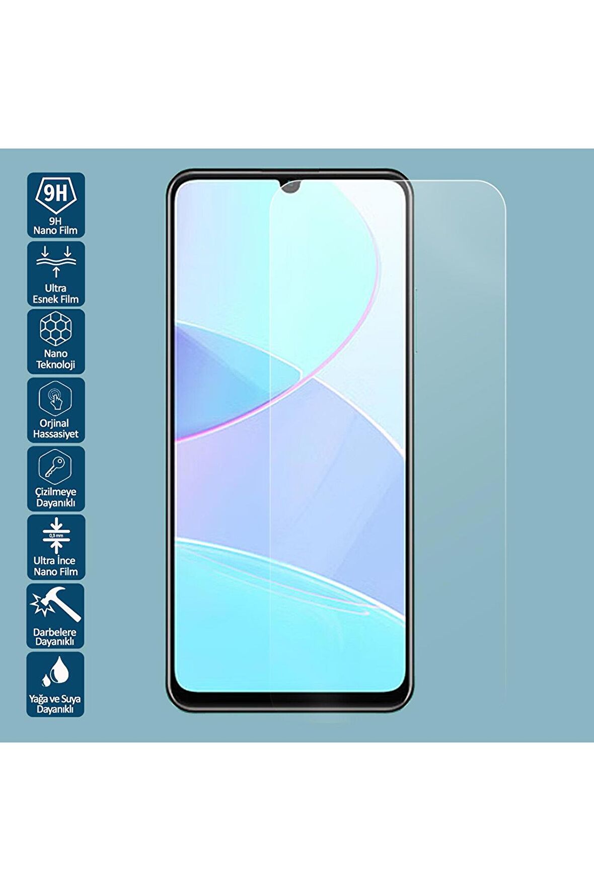 Samsung Galaxy A15 Uyumlu 9H Blue Nano Kırılmaz Ekran Koruyucu